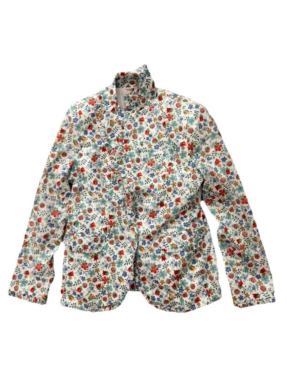 J Crew Womens Jacket Liberty Art Fabrics Ruffled Edenham Blazer Size 4P Floral